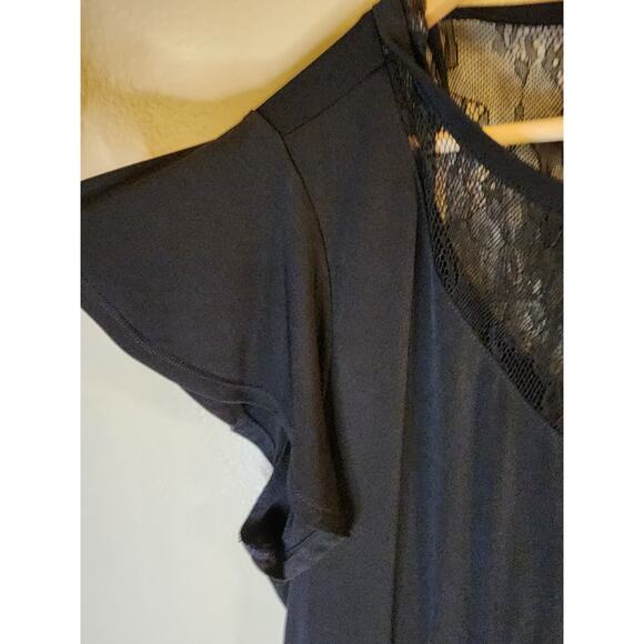 TORRID Black with Lace Accents A-Symmetrical Hem Maxi Dress Cap Sleeves SIZE 3X - Picture 9 of 10